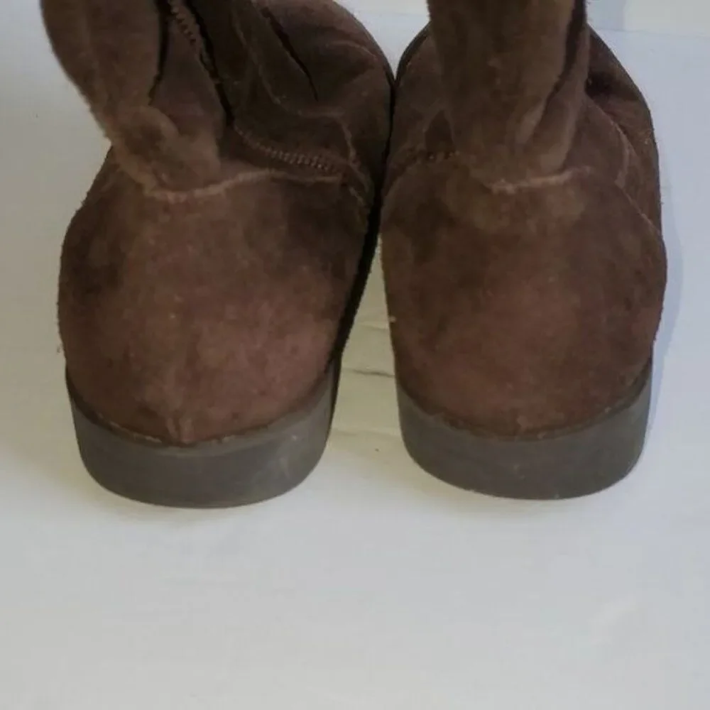 Lands End Boots Suede Leather Brown Sweater Top Winter Snow Kids Size 3 M YOUTH